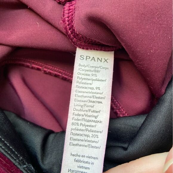 NWT Spanx Velvet Leggings Rich Burgundy size XS - Picture 11 of 14